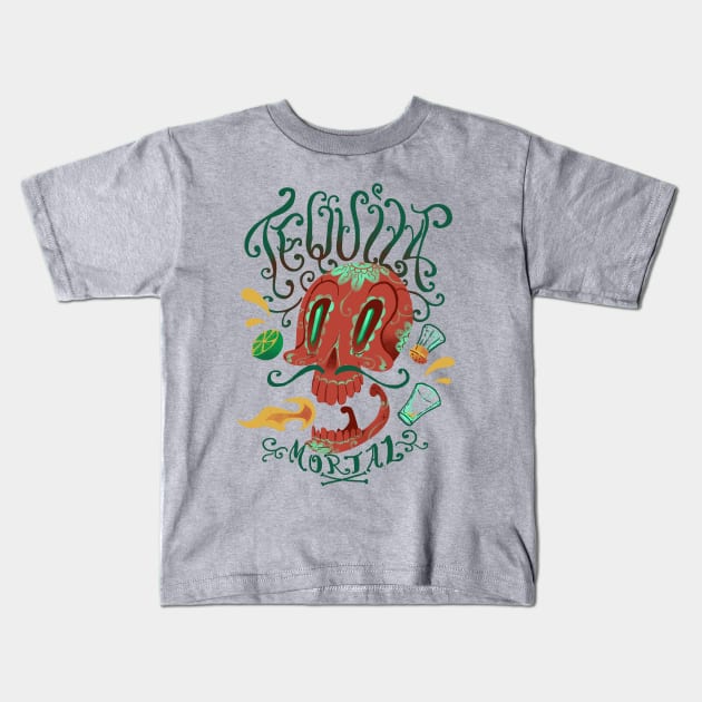 Tequila Mortal Kids T-Shirt by Talehoow